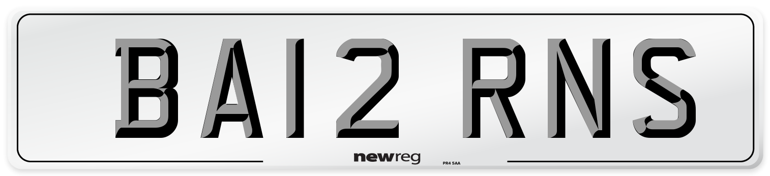 BA12 RNS Number Plate from New Reg